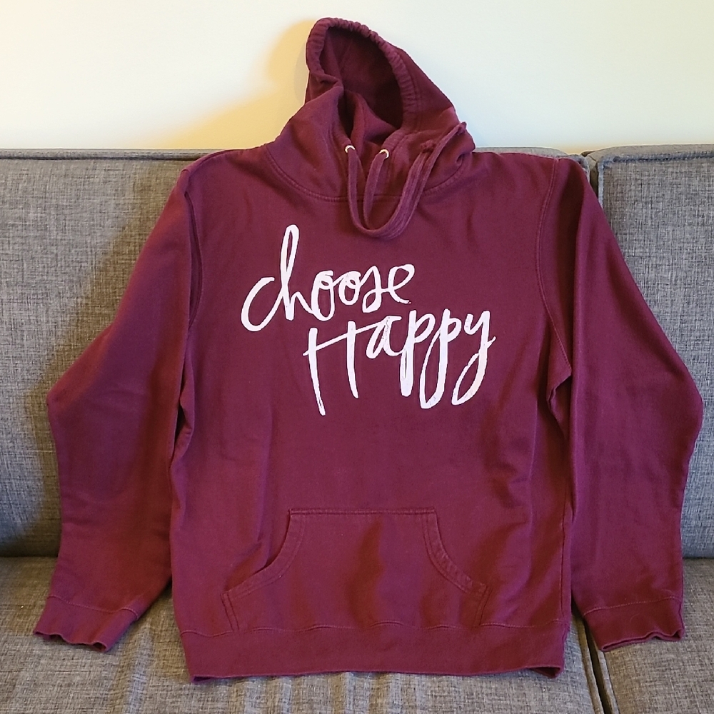 Women's Maroon Hoodie with "Choose Happy" by Heidi Swapp